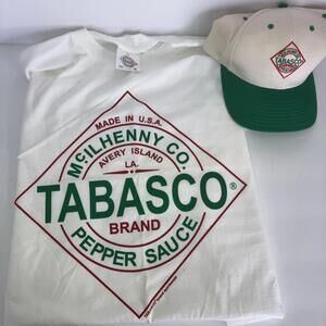 Vintage 90’S Tabasco T-Shirt & Hat Red Label Logo Made In USA Hot Sauce NEW